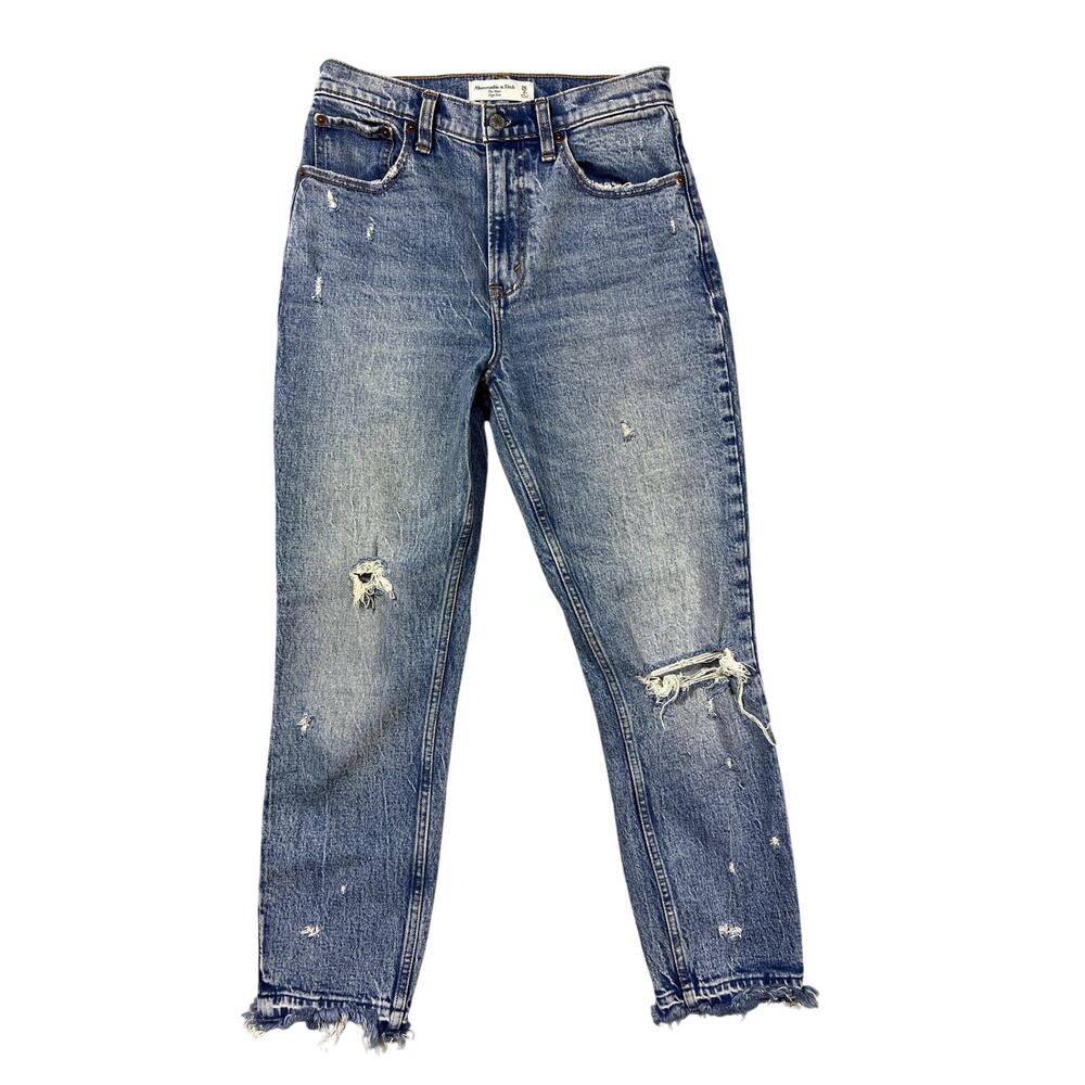 Abercrombie & Fitch Mom Jeans Size 26 High Rise Distressed Raw Hem Vintage Y2K